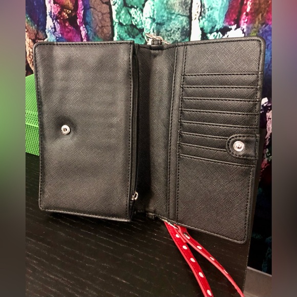 Disney Parks Minnie Mouse Polk-a-Dot Embroidered Crossbody Bow Wallet NWOT - Picture 5 of 9